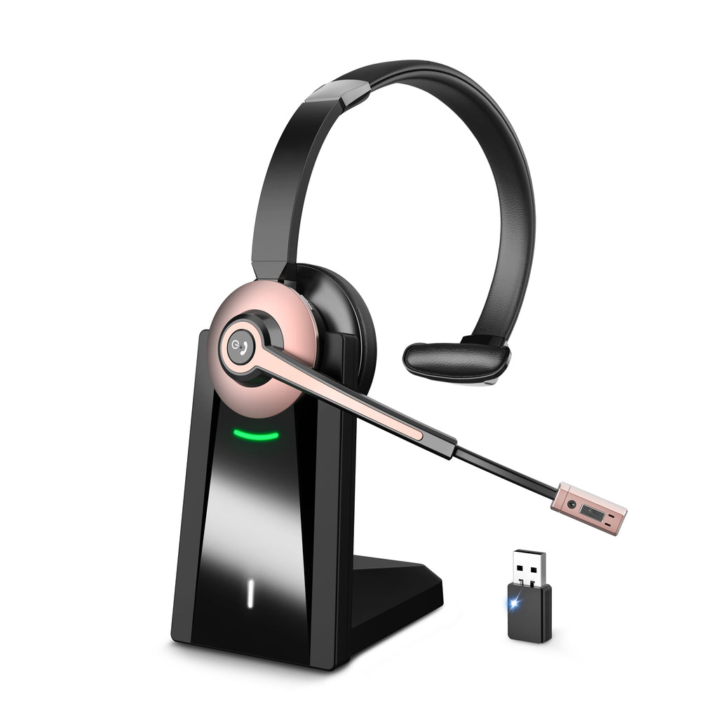 Earbay Bluetooth Headset with Microphone, Wireless Headset with USB Dongle & Charging Station, Noise Cancelling Headphones with Mic, PC Headphone with Microphone for Phone/Teams/Zoom/Call Centers