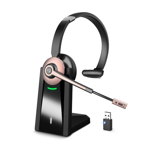 Earbay Bluetooth Headset with Microphone, Wireless Headset with USB Dongle & Charging Station, Noise Cancelling Headphones with Mic, PC Headphone with Microphone for Phone/Teams/Zoom/Call Centers