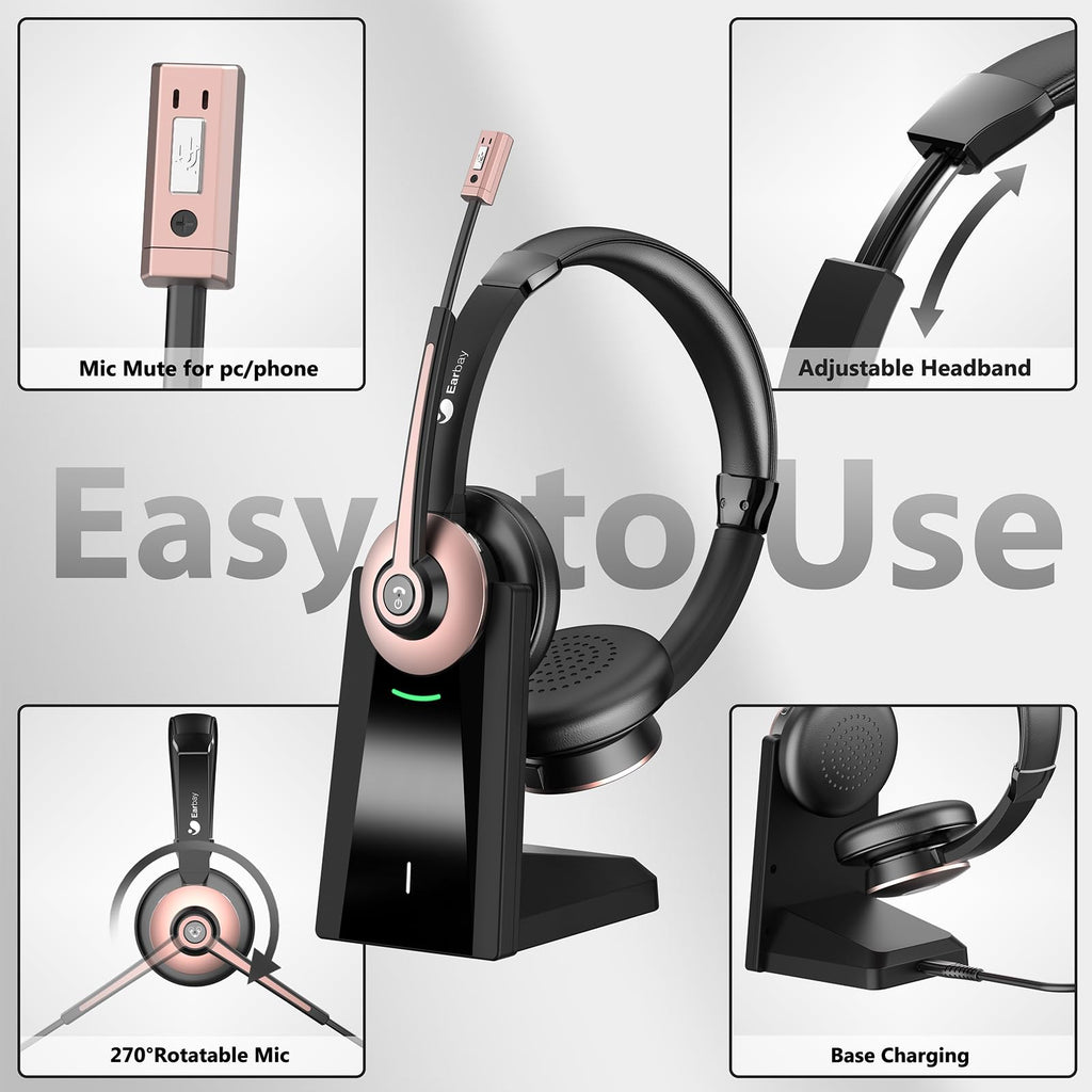 Ear Headphones Wireless Bluetooth Headphones With Charging Dock